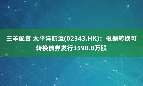 三羊配资 太平洋航运(02343.HK)：根据转换可转换债券发行3598.8万股